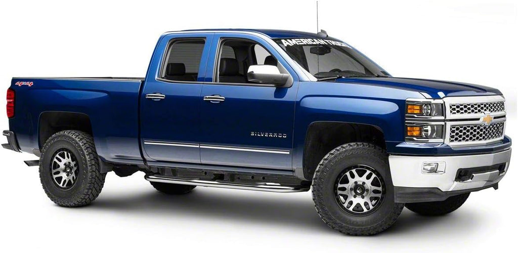 4-Inch Oval Bent End Side Step Bars; Body Mount; Stainless Steel E812
