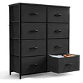 Black 9-Drawer Fabric Storage Tower with Wood Top C83678