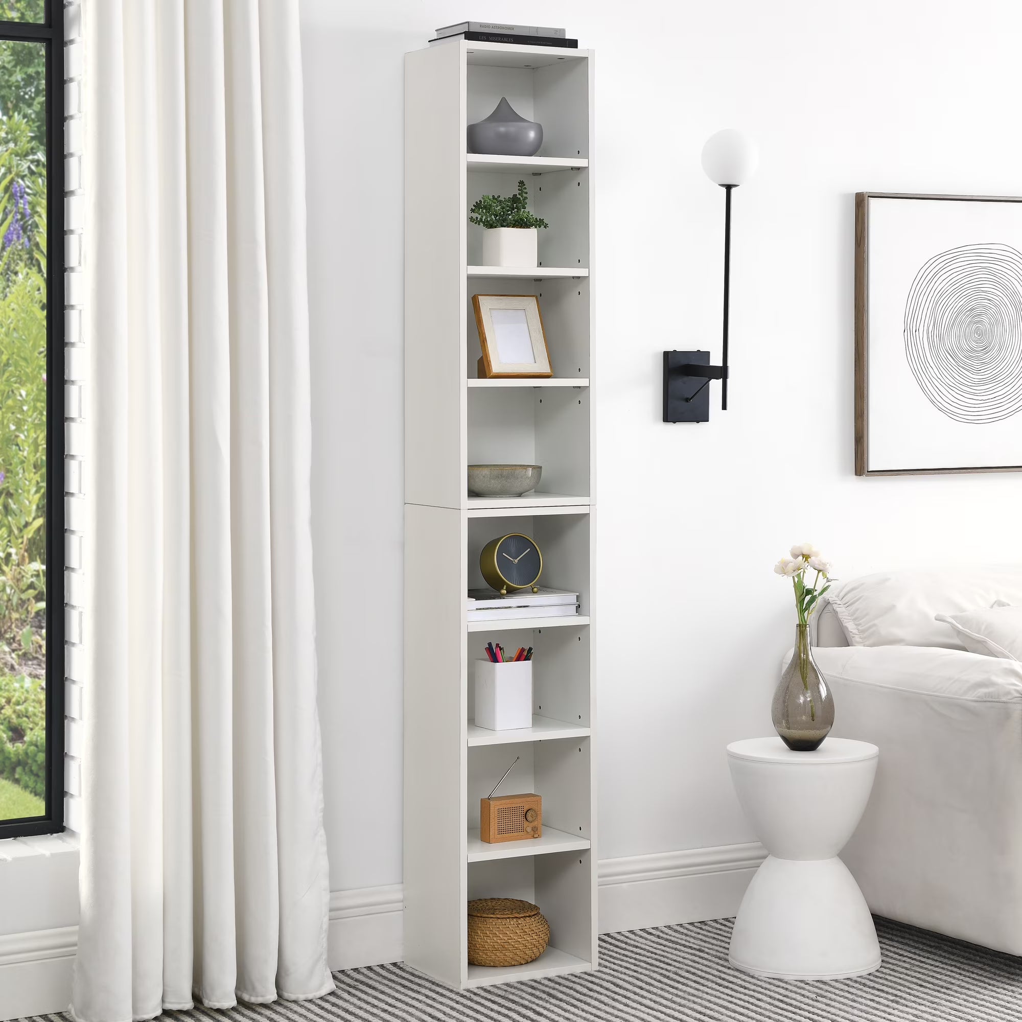 8-Tier Media Tower Rack Storage Cabinet with Adjustable Shelves N445