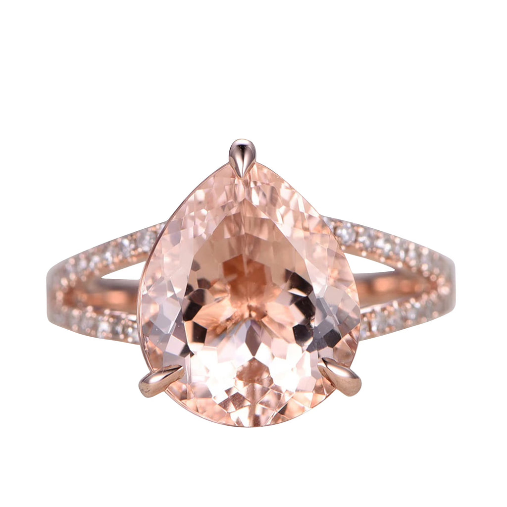 Pear Shape Morganite Engagement Ring 10k Rose Gold N300759