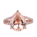 Pear Shape Morganite Engagement Ring 10k Rose Gold N300759