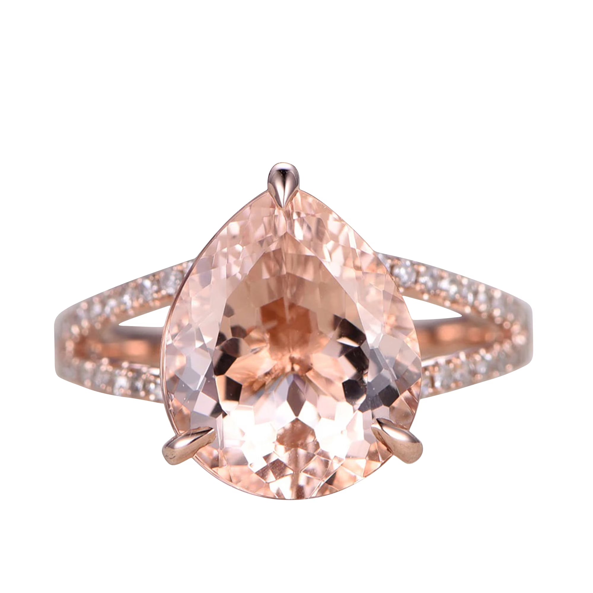 Pear Shape Morganite Engagement Ring 10k Rose Gold N300759