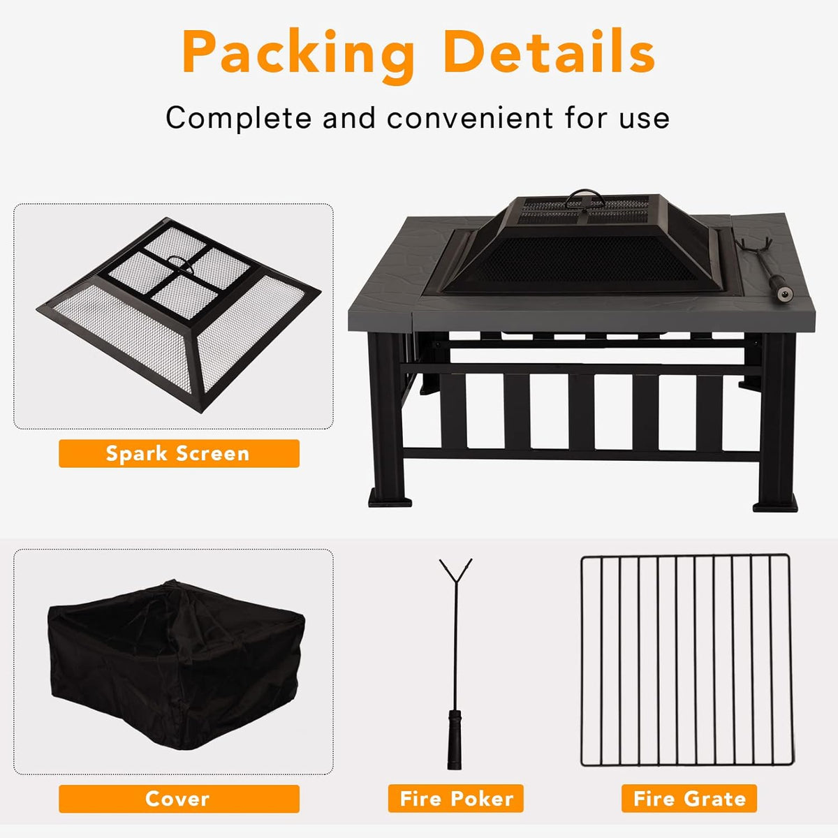 34 Square Metal Fire Pit Table Z605