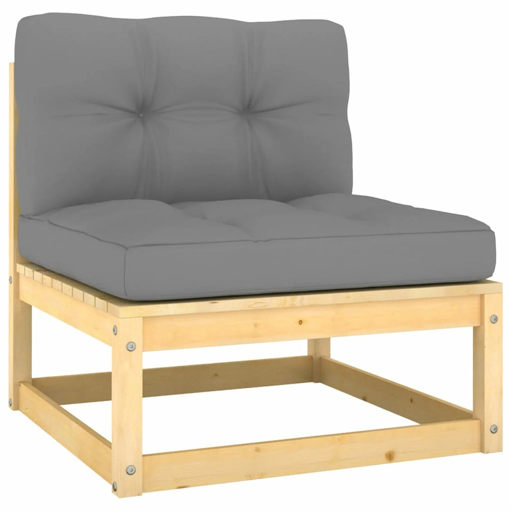 11 Piece Patio Lounge Set with Gray Cushion Pinewood Sectional Outdoor Furniture Set G412528