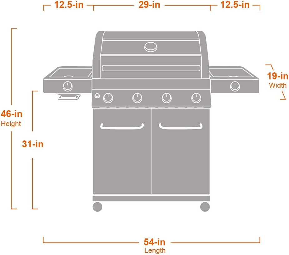 4-Burner Stainless Steel Propane Gas Grill with Side Sear Burners G54449