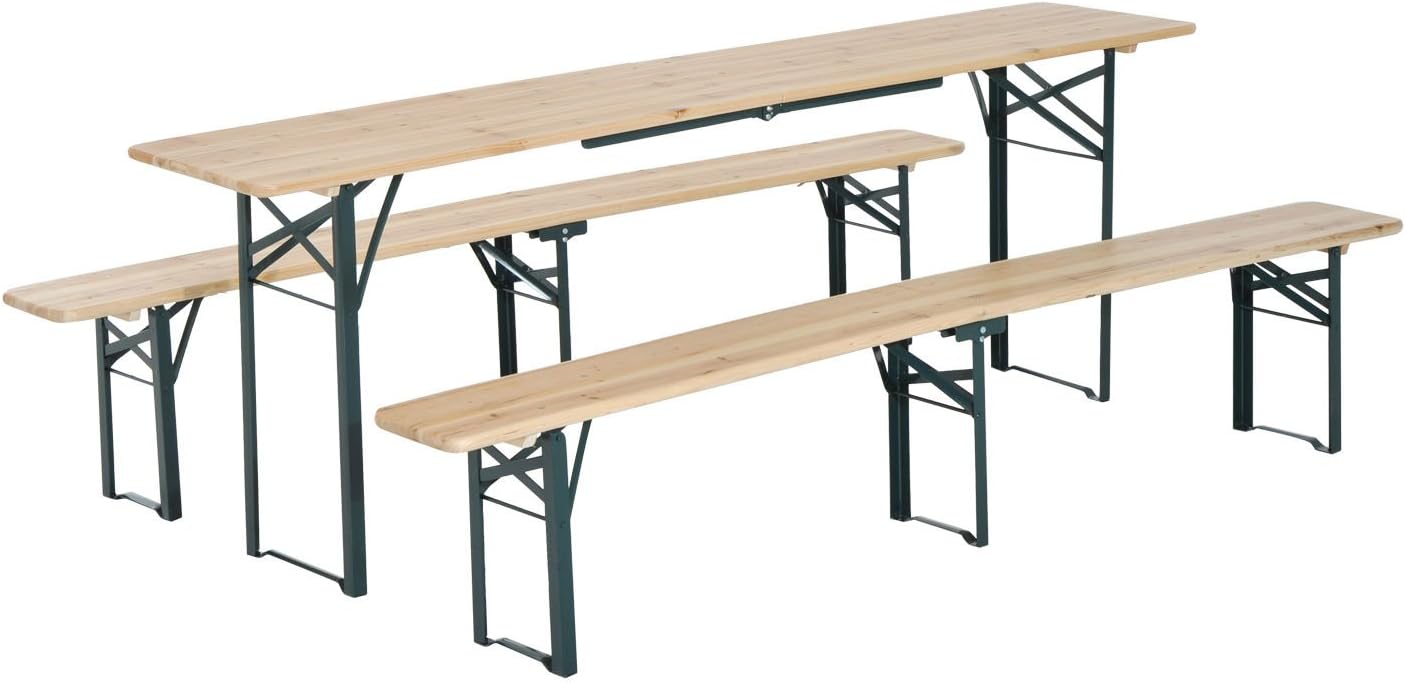 7' Wooden Outdoor Folding Picnic Table Set with Bench T5691