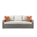 Beige Fabric Patio Sectional with 2 Ottomans and 2 Pillows Y964858