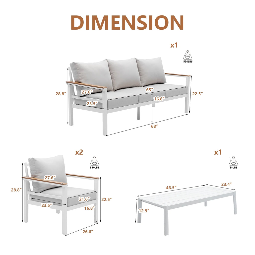 4 Pieces Patio Sectional Sofa Set with Table A1528