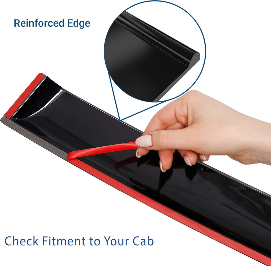 Rain Guards for Chevrolet Silverado GMC Sierra 2500HD Crew Cab, Tape-on Window Deflectors, 4pcs E95948