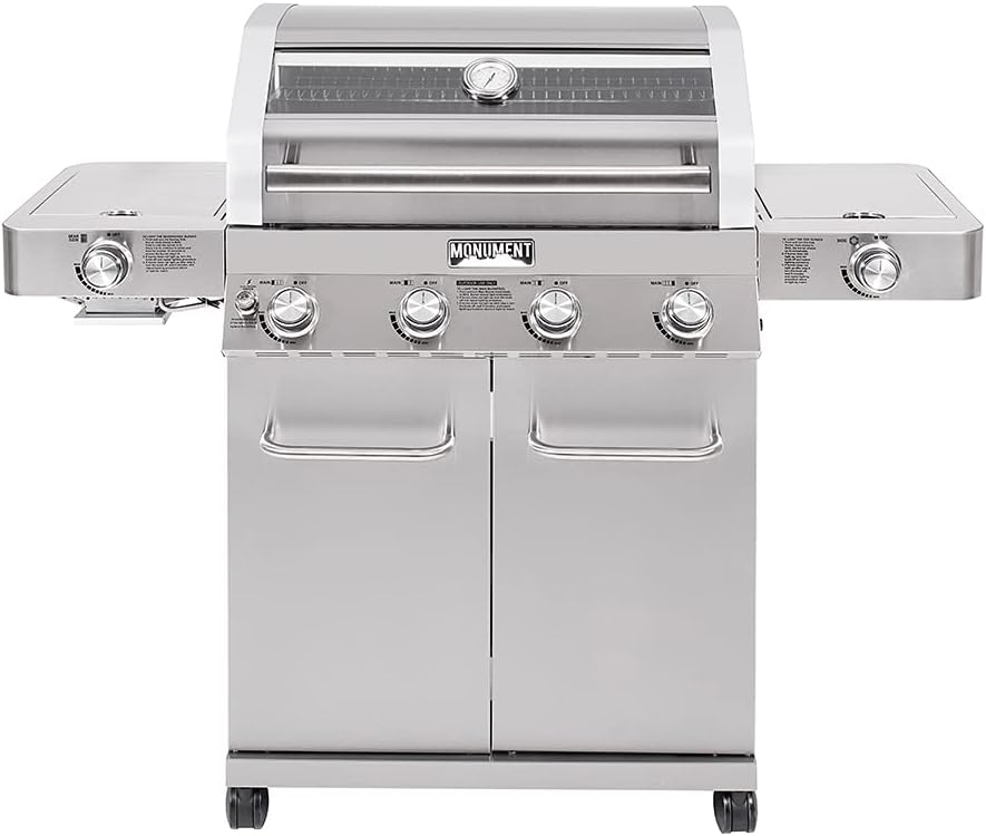 4-Burner Stainless Steel Propane Gas Grill with Side Sear Burners G54449