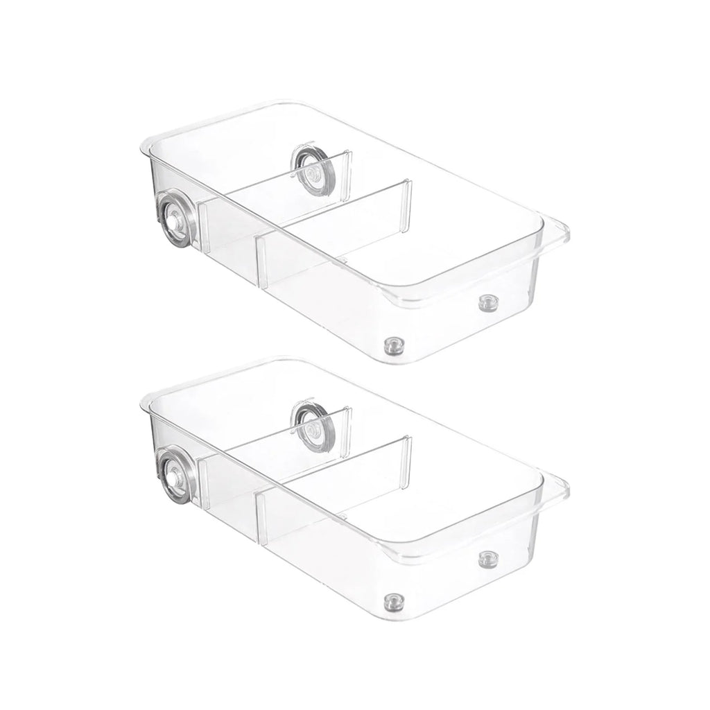 Clear Kitchen Pull Out Refrigerator Drawer Organizer Storage Bins 2 Piece W680508