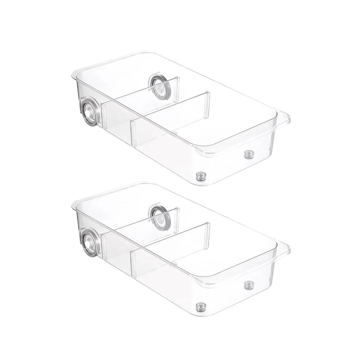 Clear Kitchen Pull Out Refrigerator Drawer Organizer Storage Bins 2 Piece W680508