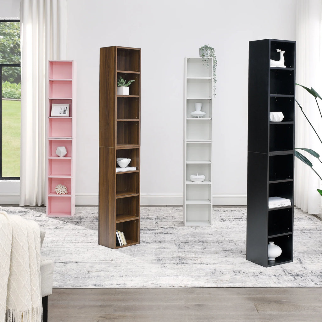 8-Tier Media Tower Rack Storage Cabinet with Adjustable Shelves N445