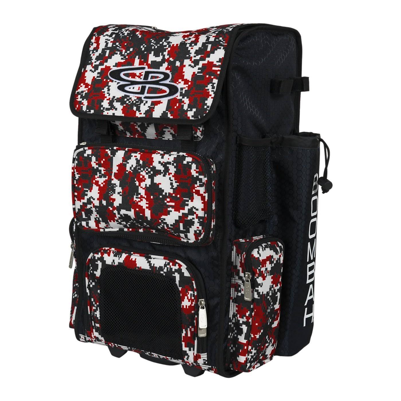 Black/Red Rolling Baseball Softball Bat Bag I81082