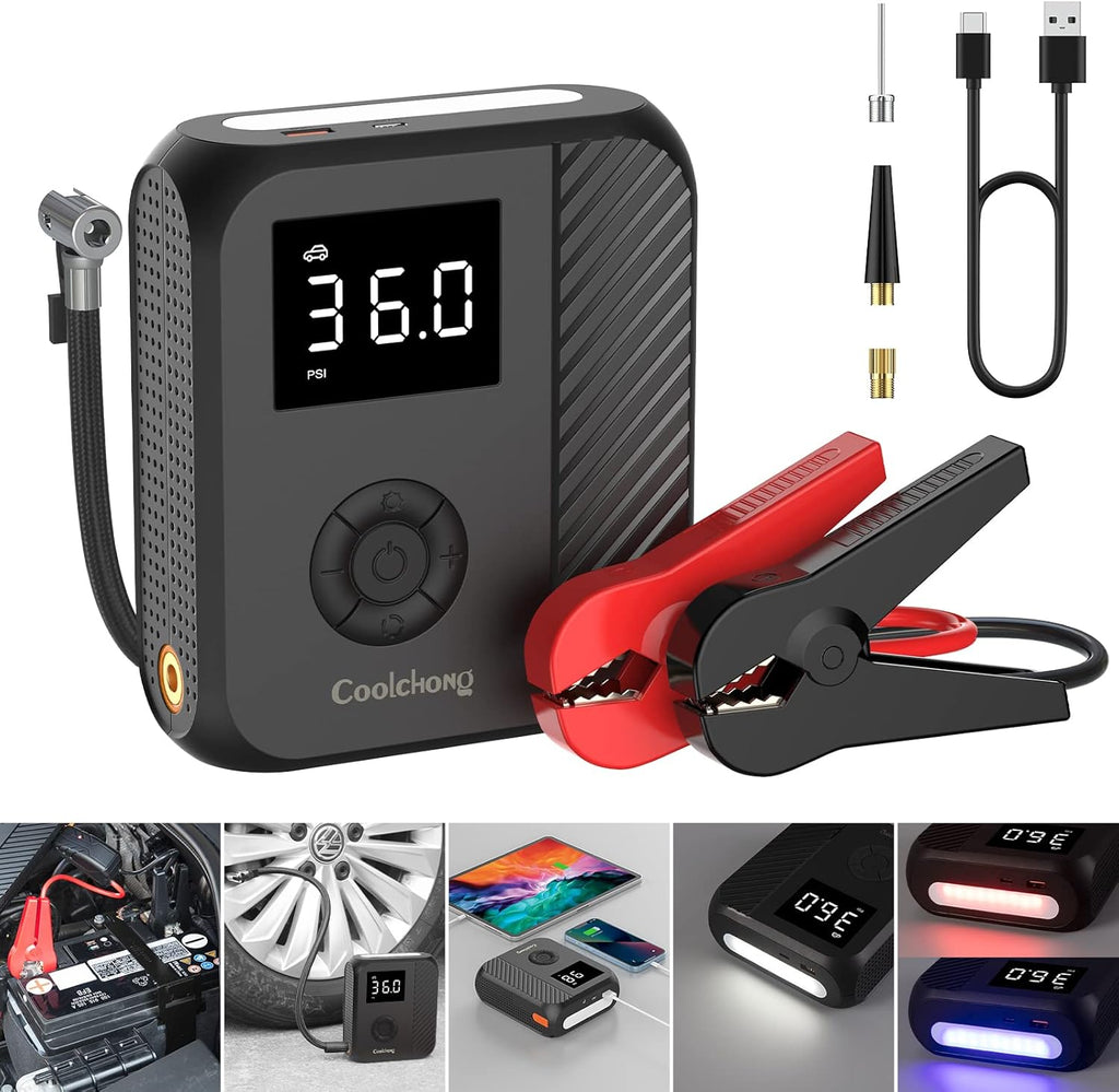 Portable Car Jump Starter with Power Bank and LED Light, 12000mAh, Pack of 2 H943199