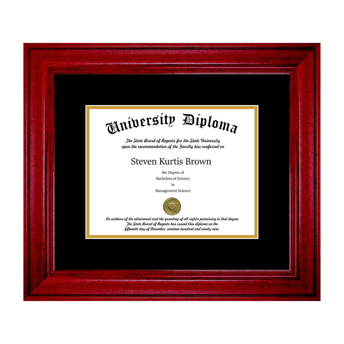 Single Diploma Frame with Double Matting for 17x22 x 14x22 Tall Diploma with Cherry Frame T90273