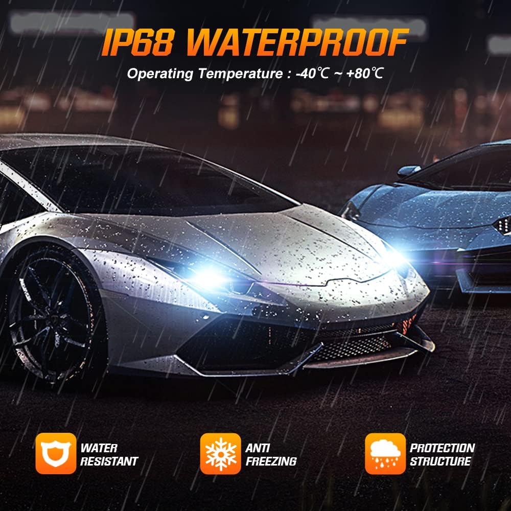 9006 HB4 LED Headlight Bulbs, 22000LM 120W, High and Low Beam Conversion Kit, 6500K Cool White, IP68 Waterproof, Pack of 2 T340671