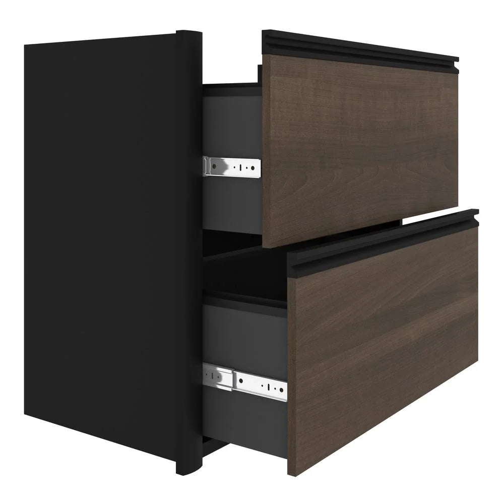 4 Piece L Shaped Computer Desk in Antigua and Black Q659