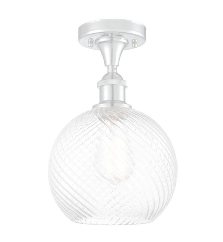 White and Polished Chrome Semi-Flush Mount Light F3838