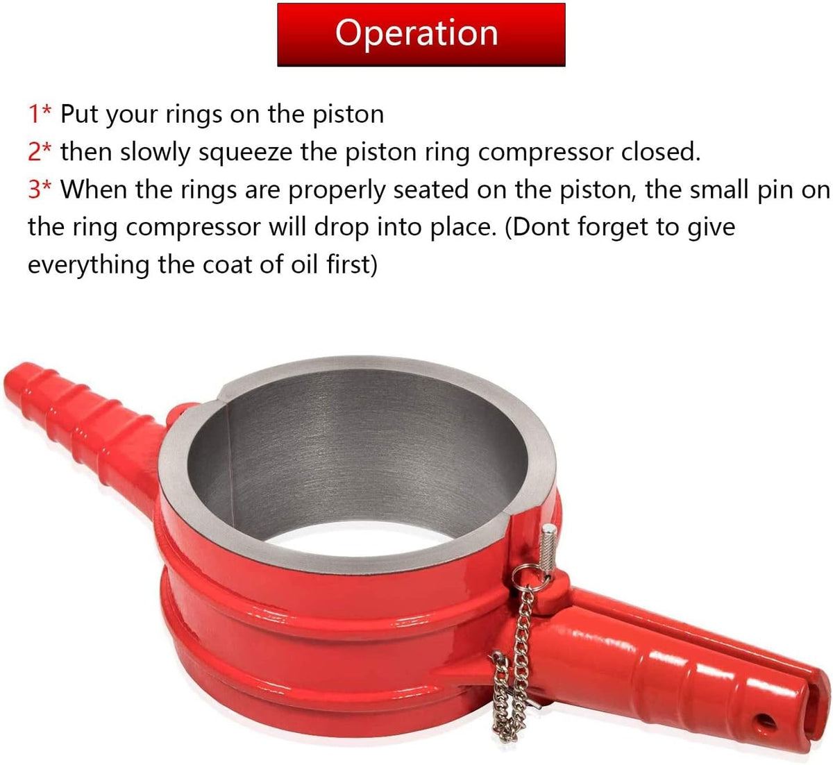 Piston Ring Compressor Tool with 5.4 bore, Anti-Polishing Ring Adapter (4 PCS) M3918