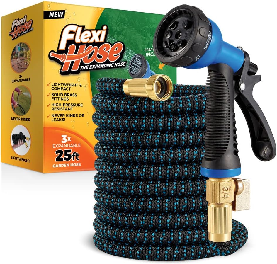 100 ft Black Expandable Garden Hose with Brass Fittings, Pack of 2 A9531