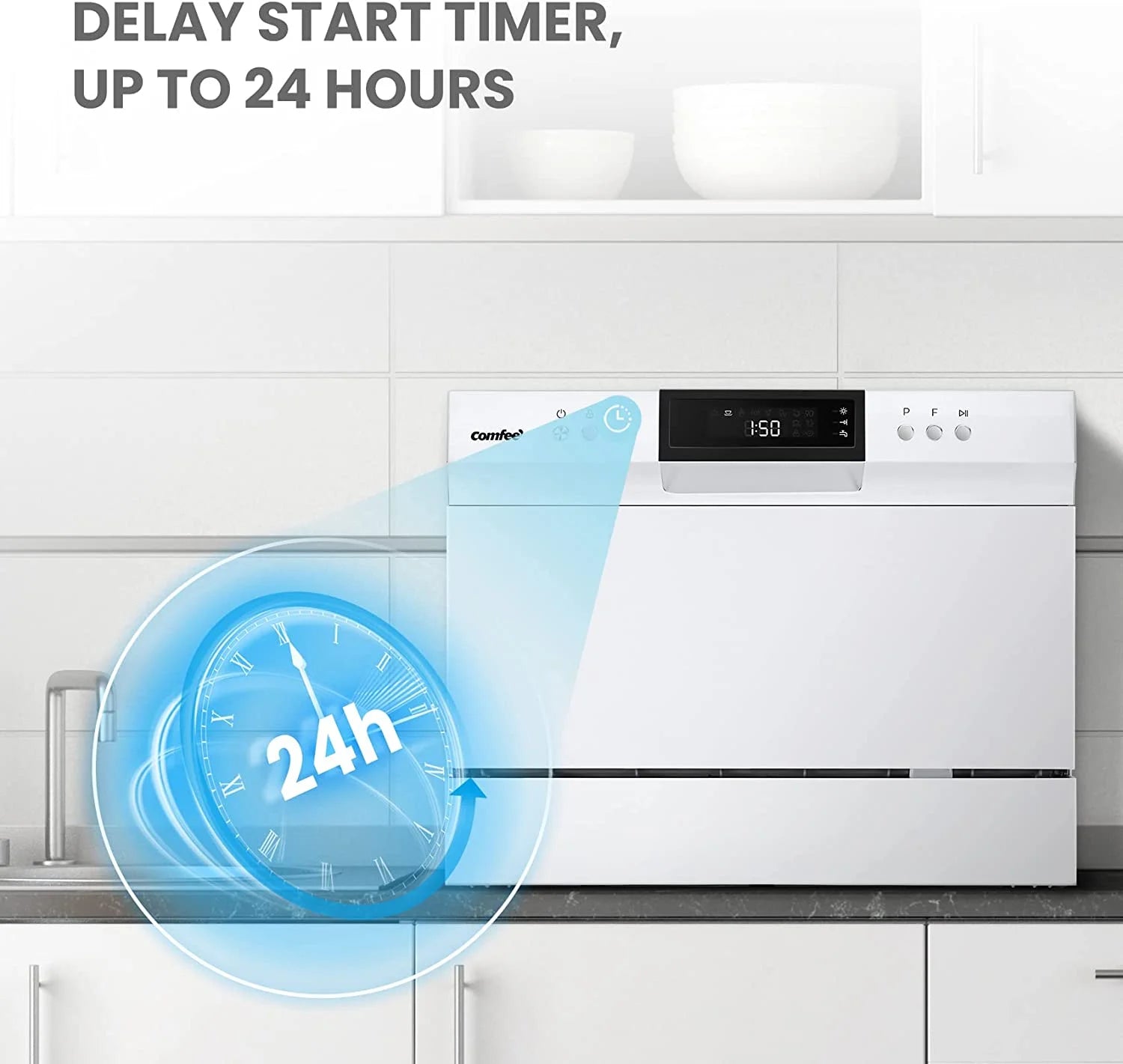 White Countertop Dishwasher with 6 Place Settings O316