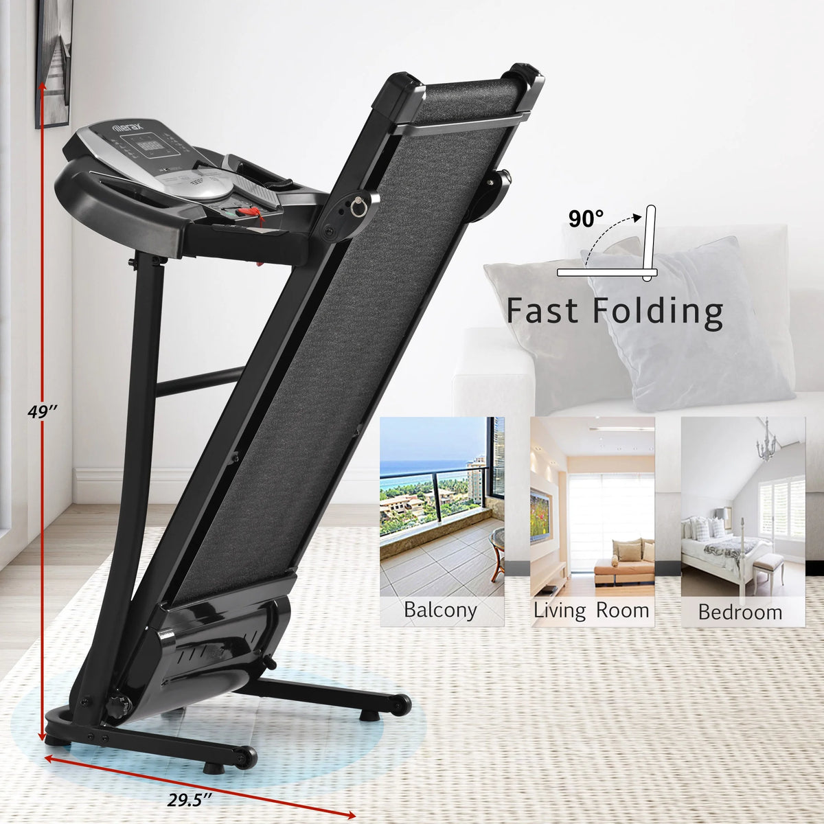 Folding Incline Treadmill Electric Running Machine 12 Preset Programs 3 Level Incline 500LBS Capacity V74339
