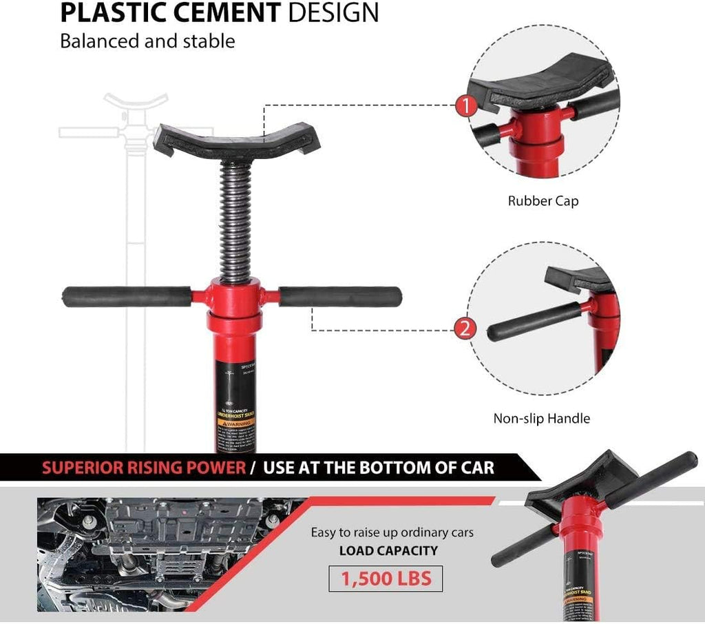 Steel Underhoist Support Lift Jack Stand with 12 Inch Diameter Base 3/4 Ton Capacity Y14582