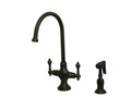 Vintage Double Handle Kitchen Faucet with Side Sprayer Oil Rubbed Bronze A4075