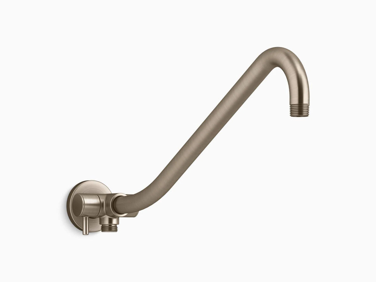 Gooseneck Rainhead Arm with 2-Way Diverter, Brushed Bronze Finish D373