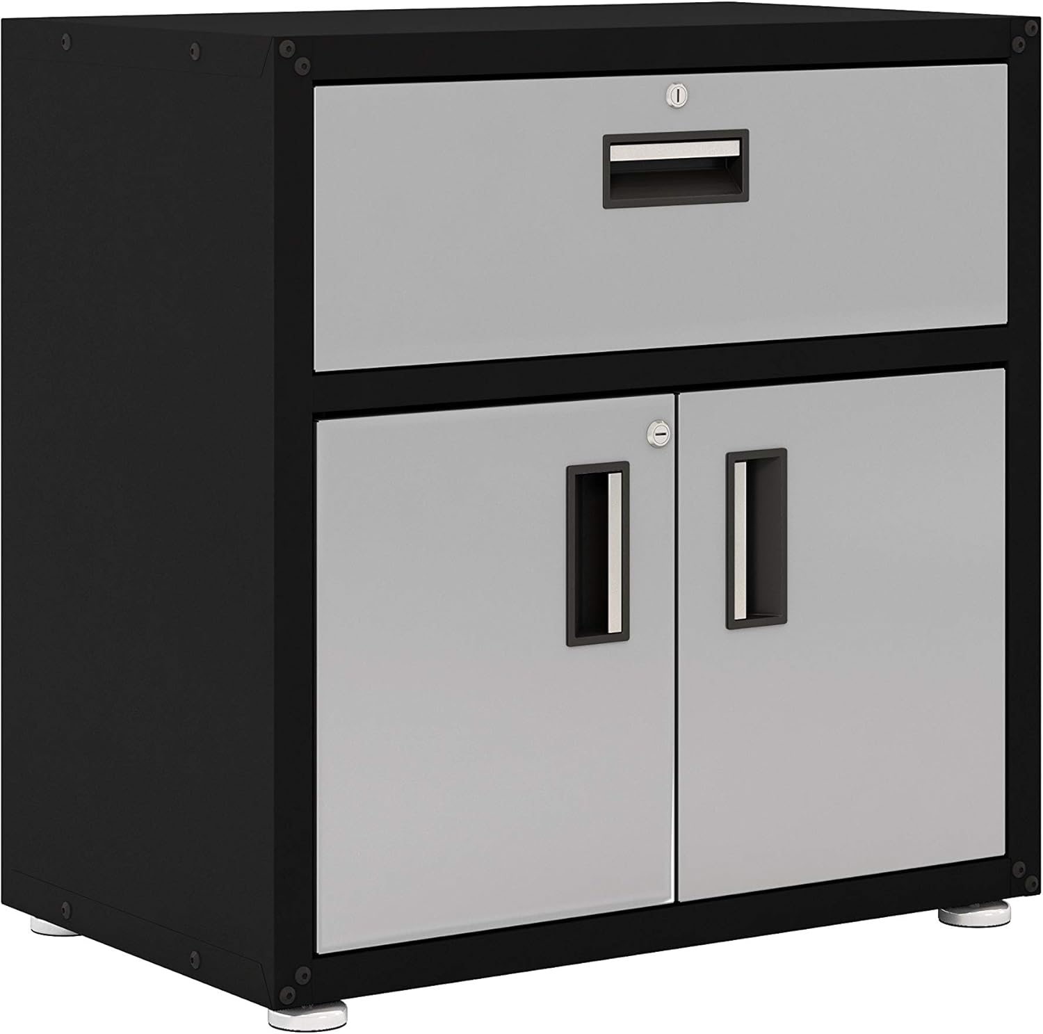 One Drawer Steel Cabinet with 2 Doors White and Grey Pack of 2 U793571