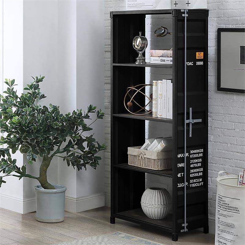 Sand Black Metal 4-Shelf Bookcase D44872