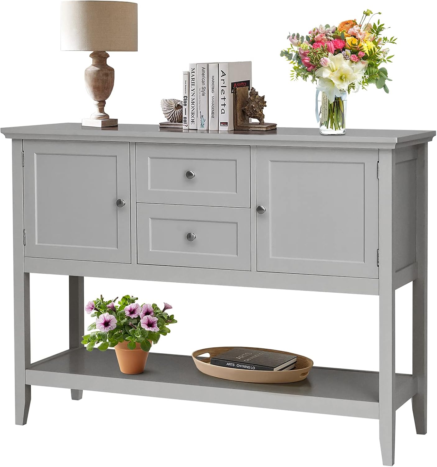 Wood Accent Sideboard Buffet Cabinet with Storage H433