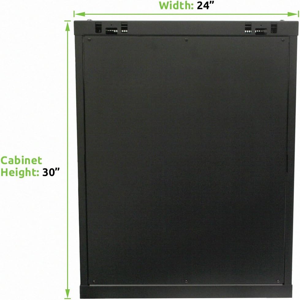 15U Wallmount Cabinet Enclosure 19-Inch Server Network Rack with Locking Glass Door Black with Shelves R291