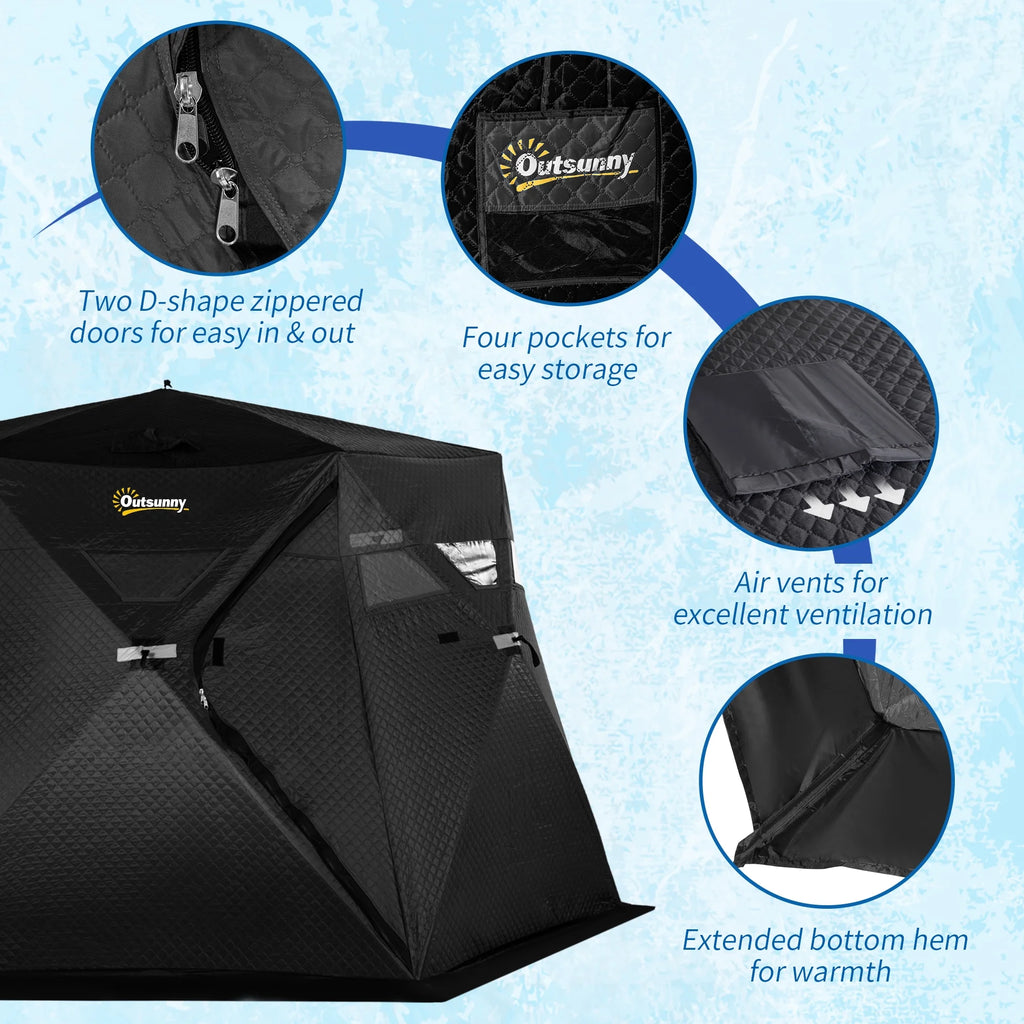 Black Insulated Pop Up Ice Fishing Tent X42503