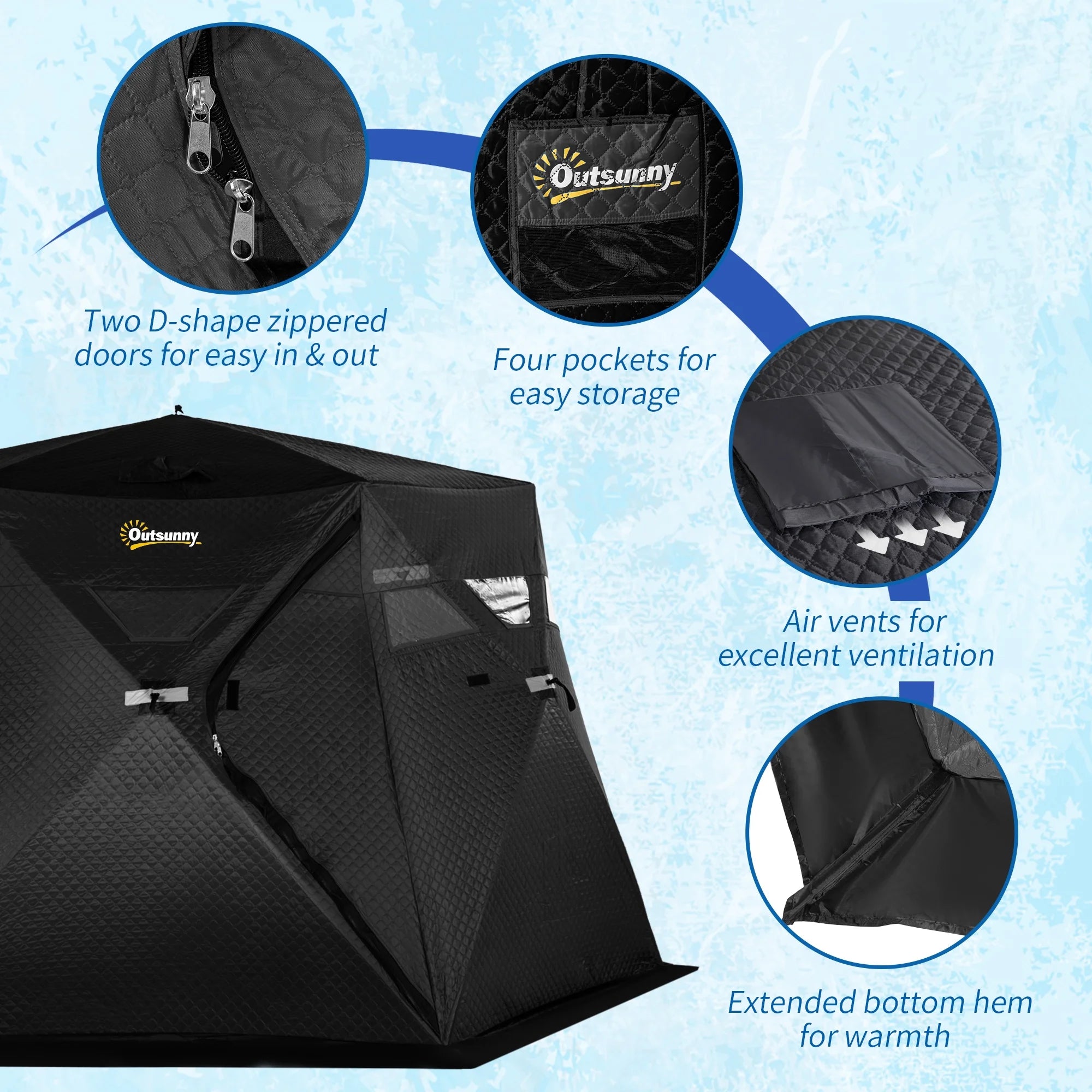 Black Insulated Pop Up Ice Fishing Tent X42503