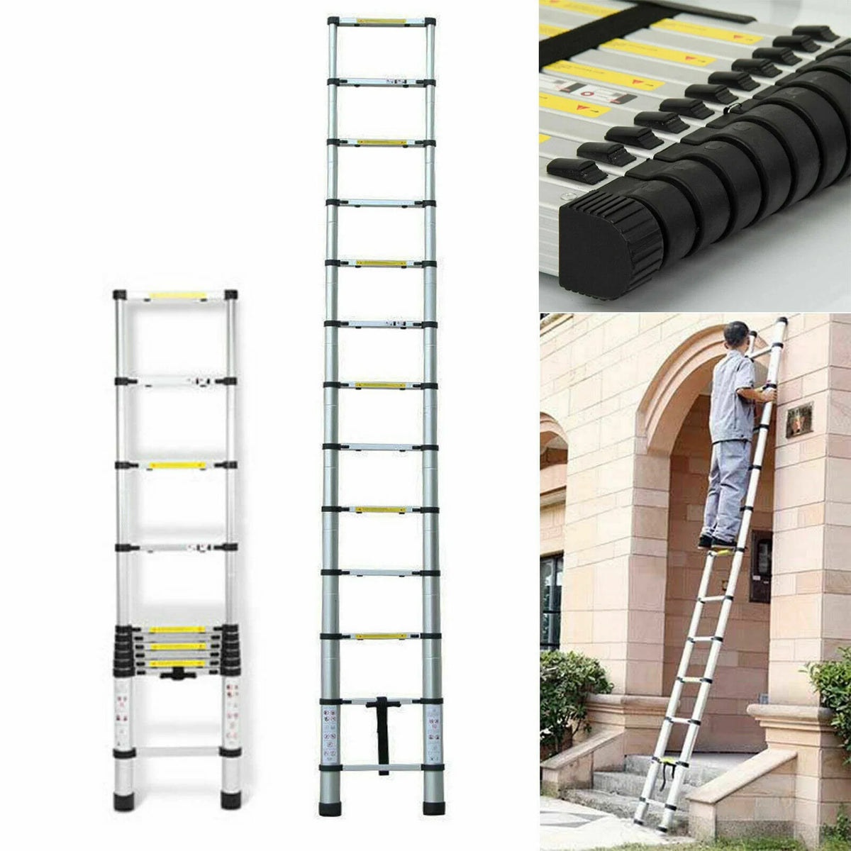 12.5ft 12 Steps EN131 Aluminium Extension Ladder F73486