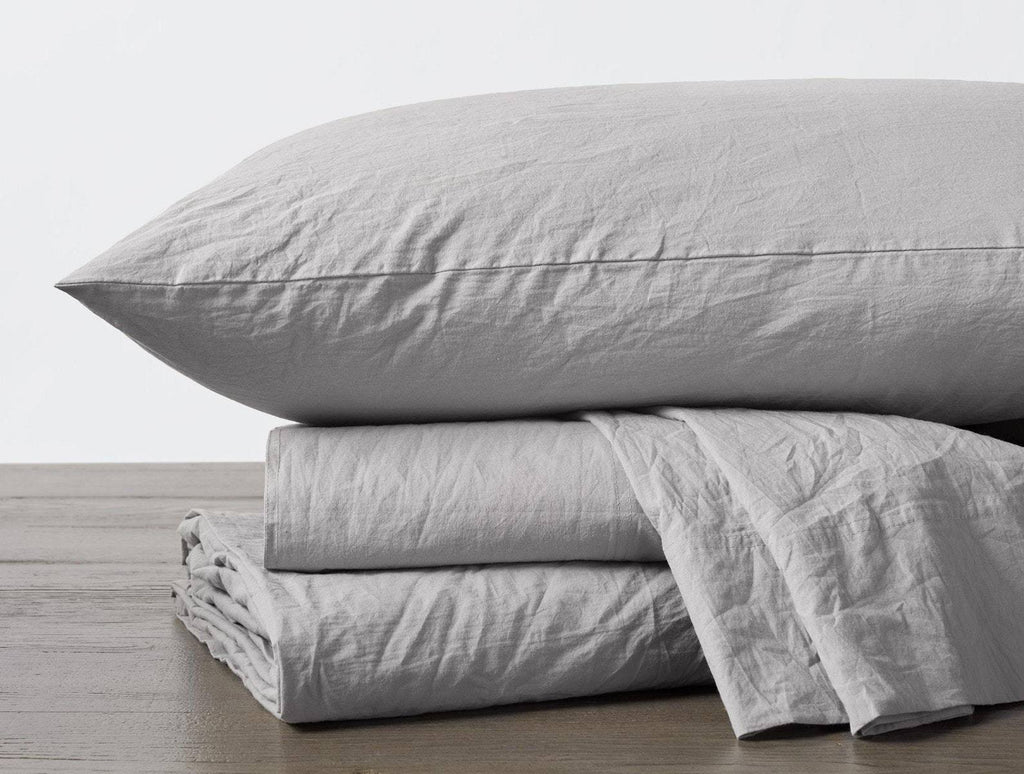 Organic Crinkled Percale Fitted Sheet Queen Pewter S45768