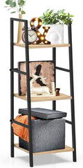 5-Tier Rustic Wood and Metal Ladder Shelf Bookcase K93664