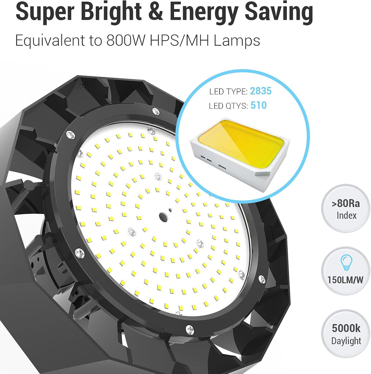 LED High Bay Light 200W 5000K Dimmable 30,000LM ETL/DLC Approved V34424