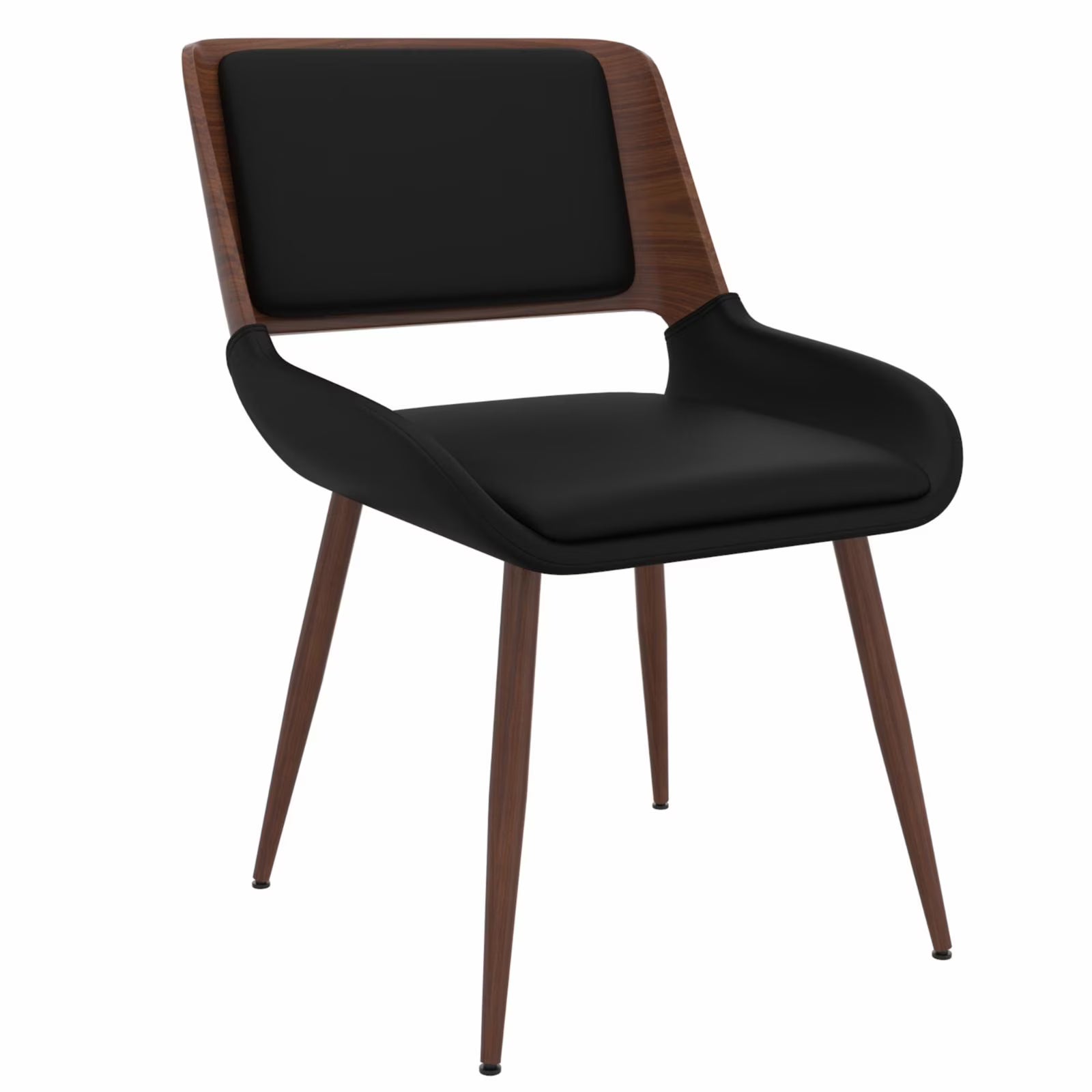 Faux Leather and Wood Side Chair W7370