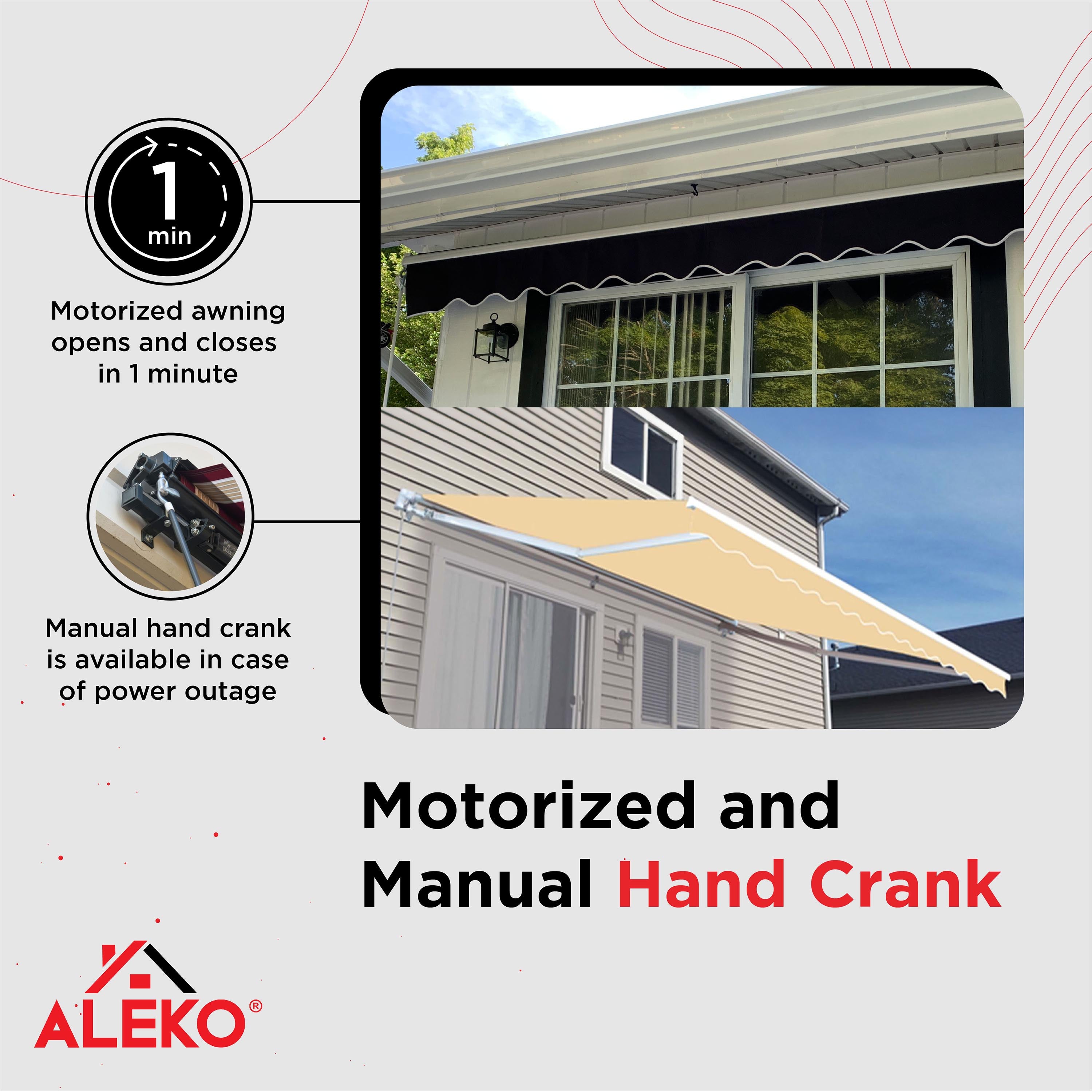 Ivory Motorized Retractable Patio Awning C63682