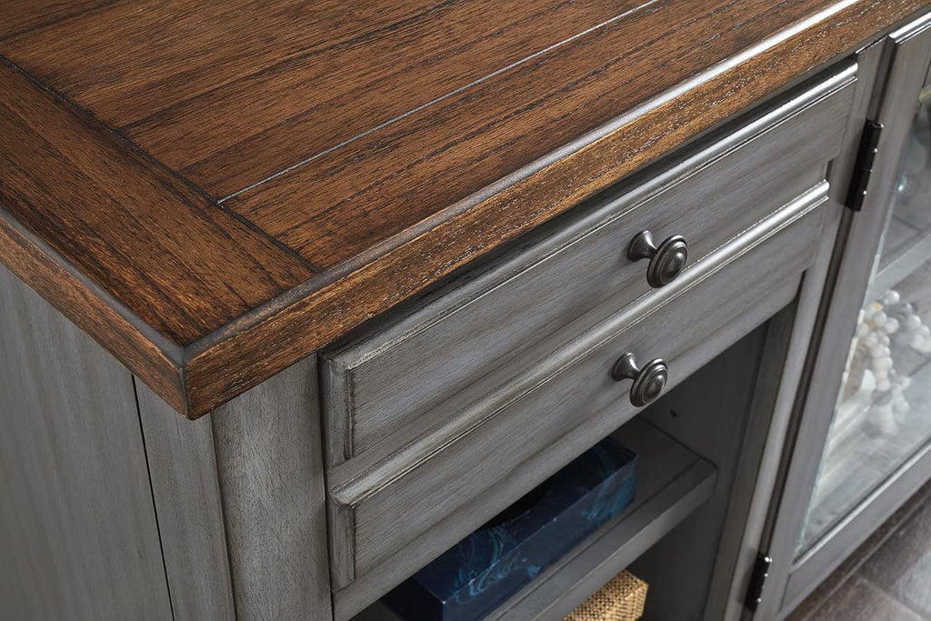 Smoky Blue 72 TV Console Entertainment Stand Wood Accent Cabinet Q883