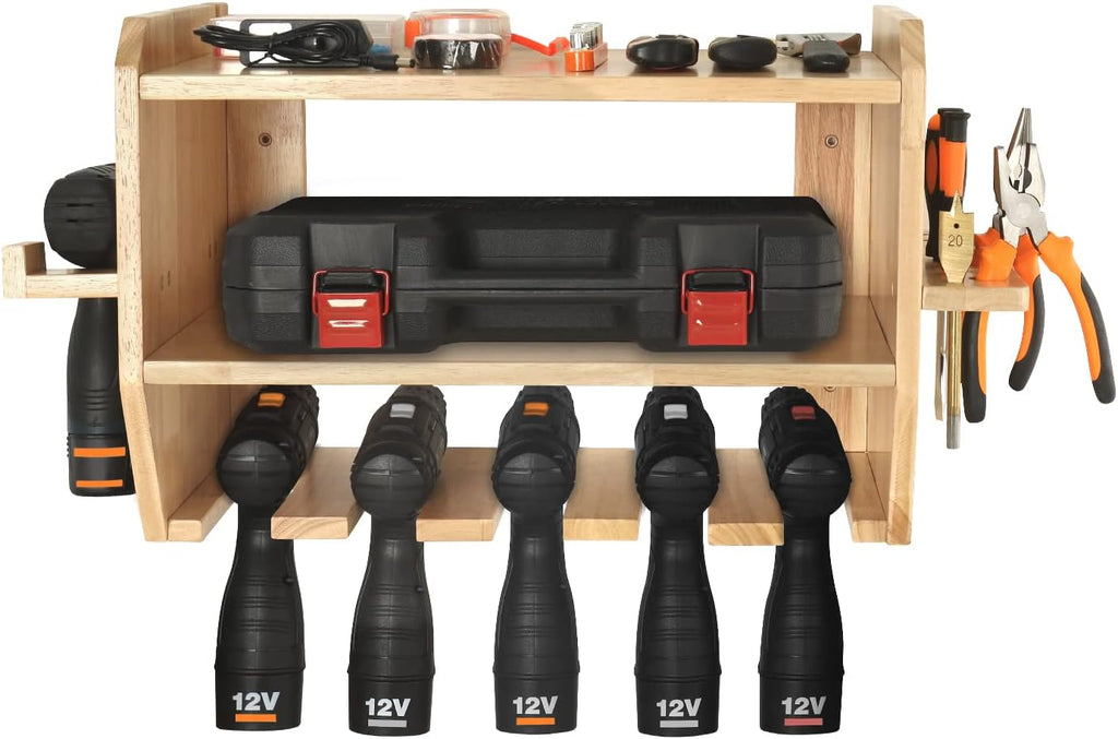 Large Power Tool Organizer with 6 Drill Slots, Wall Mount Garage Tool Organizer H379