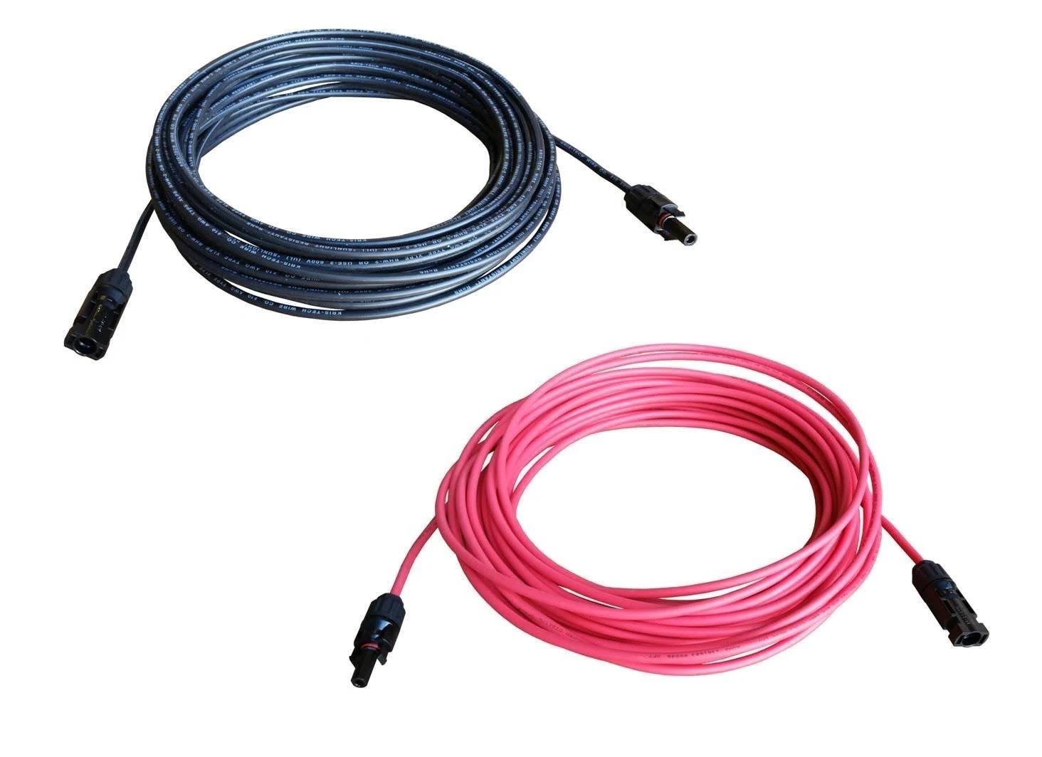 10-Gauge 70 ft. Black + 70 ft. Red Solar Panel Extension Cable Wire PV Connector H995789