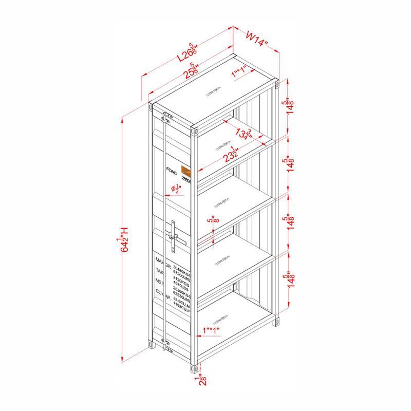 Sand Black Metal 4-Shelf Bookcase D44872