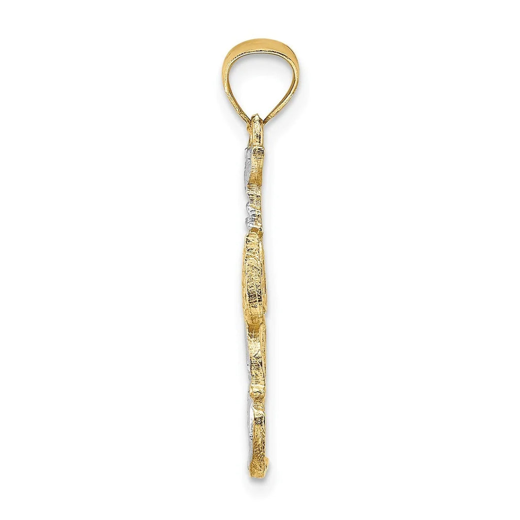 14k Two Tone Solid Polished Gold Lobster Pendant Necklace G275270
