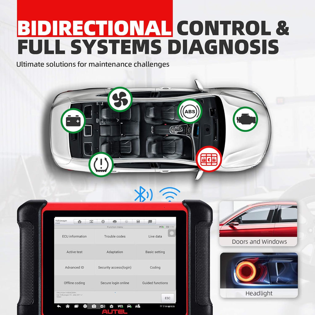 Autel Scanner MaxiCOM MK906BT with Battery Tester, 2022 Auto Scan Tool with ECU Coding, 31+ Service Functions, All Systems Diagnostics, Active Test K1920