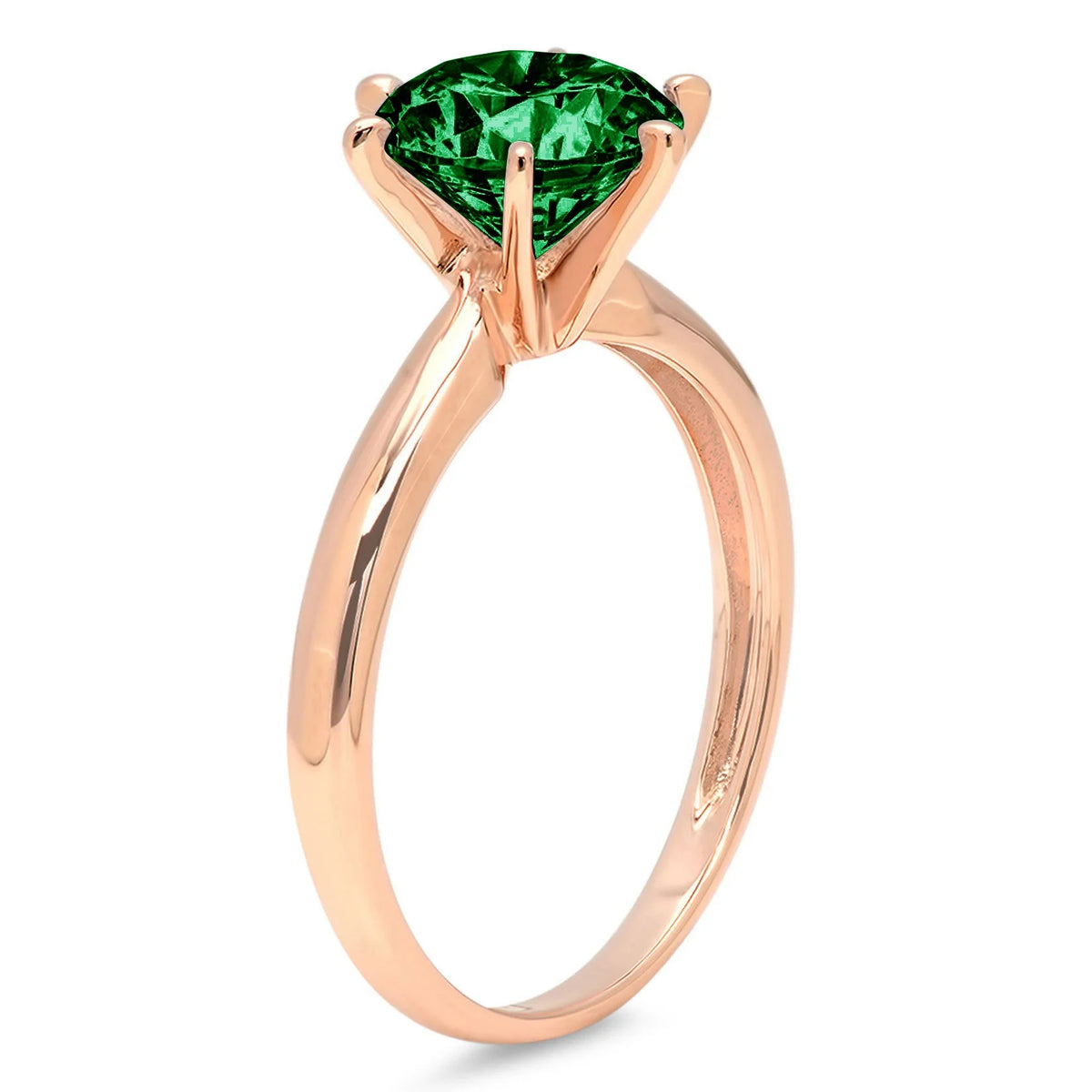3.0ct Round Cut Green Simulated Emerald 18k Rose Gold Ring Size 10.5 K2381