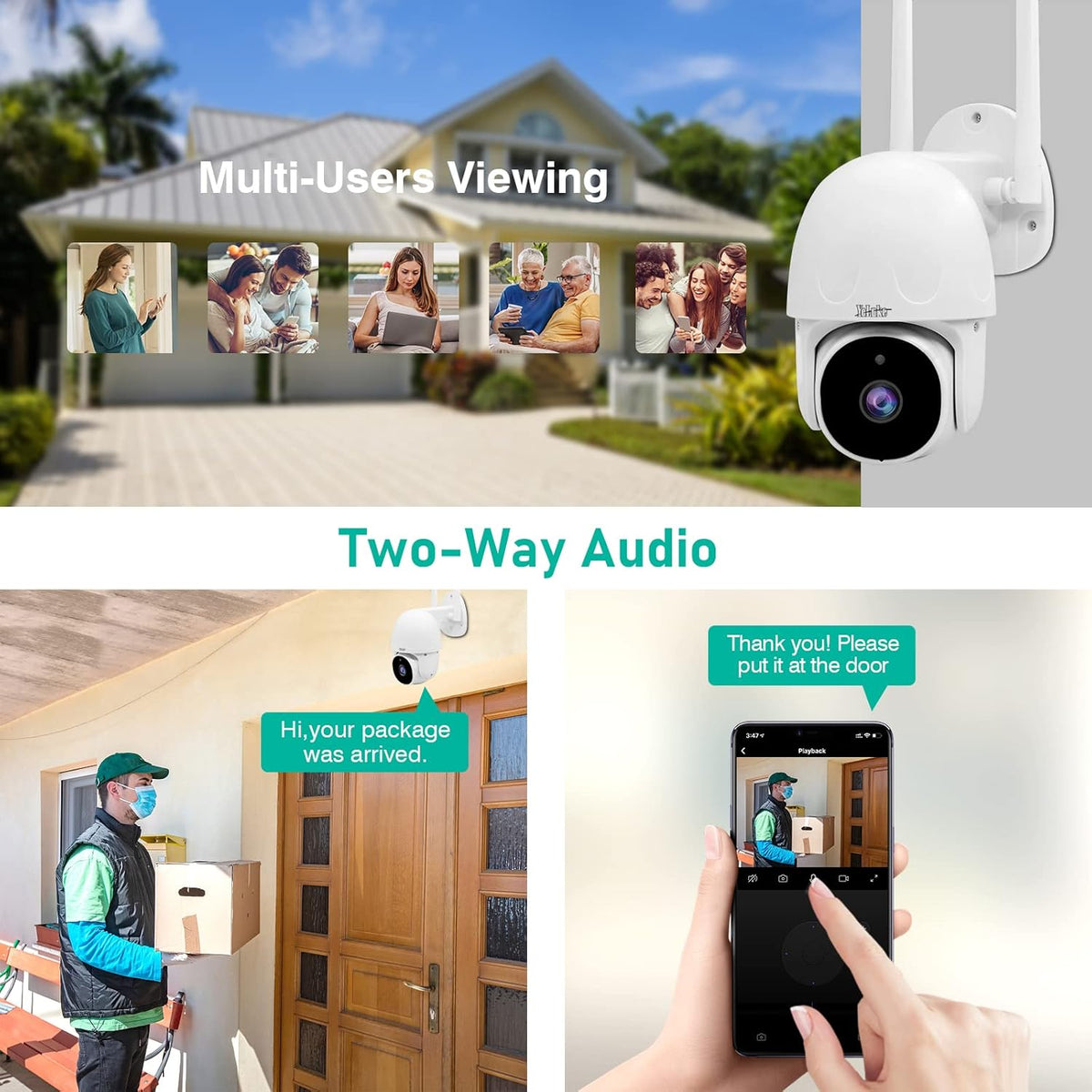 1080P WiFi Security Camera Outdoor with Night Vision Q170